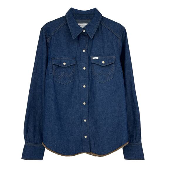STAUD + WRANGLER The Western Shirt in Dark Rinse M - Picture 1 of 10